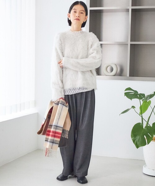SHIPS(シップス)の「〈手洗い可能〉ソフト 裏起毛 ドロスト タック パンツ(その他パンツ・レディース・ベージュ/ネイビー/ダークグレー・36/38)」の16枚目の写真