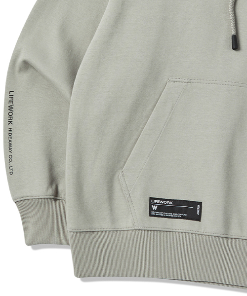 LIFE WORK(ライフワーク)の「ダブルフェイス素材 高周波加工 オーバーサイズ フードTシャツ(パーカー・メンズ・ブラック/グレー・MEDIUM/LARGE)」の6枚目の写真