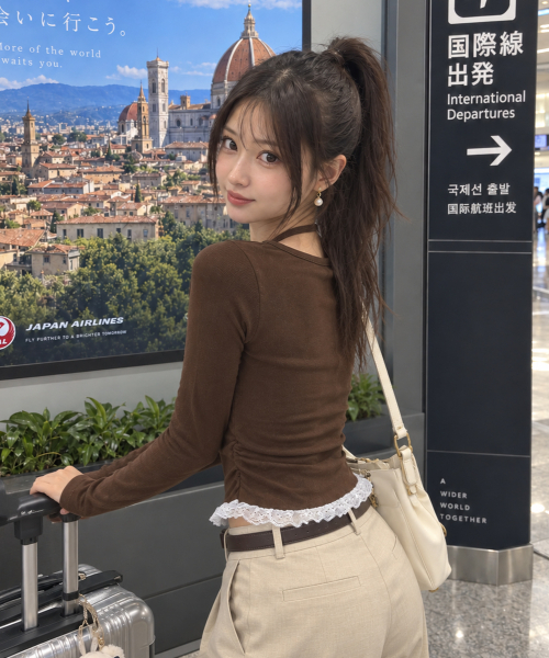 muahmuah（ムーアムーア）の「レース配色ホルターネックTシャツ[ブラウン]（Tシャツ/カットソー・レディース・その他・FREE）」の7枚目の写真