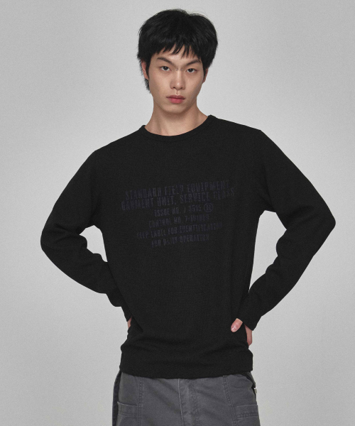 KICHUL(キチョル)の「レーベル ワッフルロングスリーブ(ブラック)(Tシャツ/カットソー・レディース・その他・SMALL/LARGE/MEDIUM)」の1枚目の写真