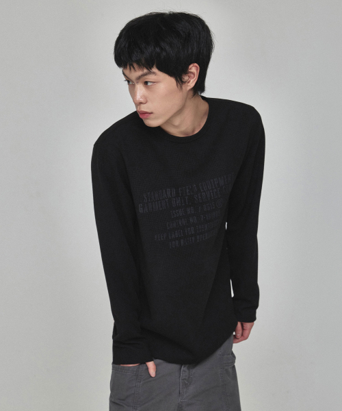 KICHUL(キチョル)の「レーベル ワッフルロングスリーブ(ブラック)(Tシャツ/カットソー・レディース・その他・SMALL/LARGE/MEDIUM)」の2枚目の写真