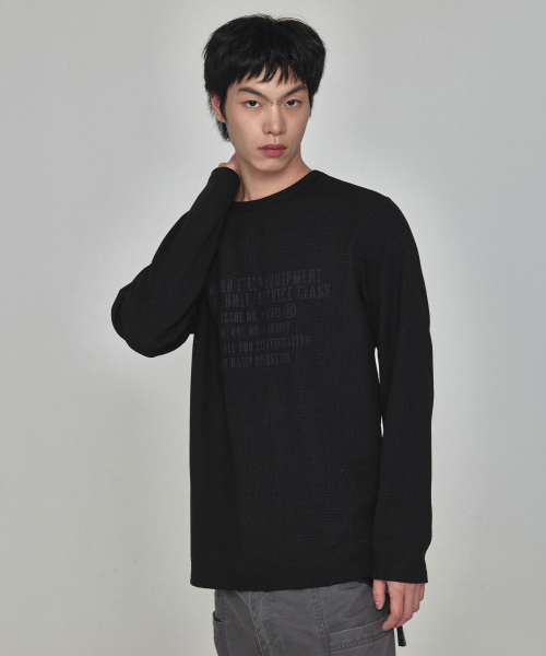 KICHUL(キチョル)の「レーベル ワッフルロングスリーブ(ブラック)(Tシャツ/カットソー・レディース・その他・SMALL/LARGE/MEDIUM)」の3枚目の写真