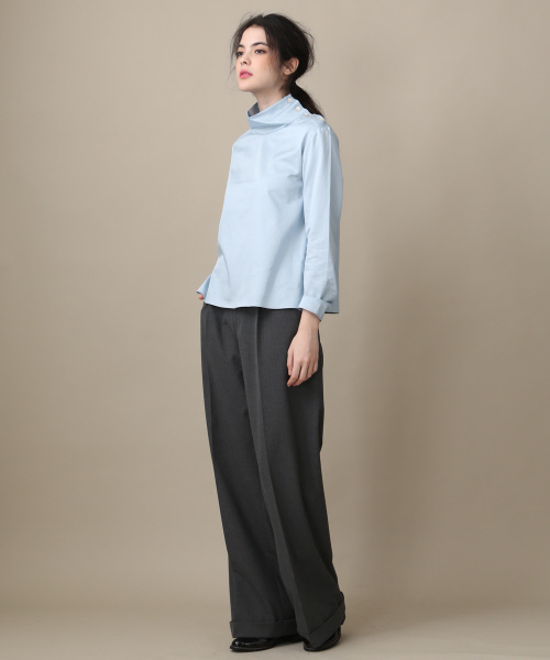 Abahouse Devinette（ドゥヴィネット）の「スイスコットンサテンブラウス（シャツ/ブラウス・レディース・カーキ/サックスブルー/ホワイト・2）」の16枚目の写真