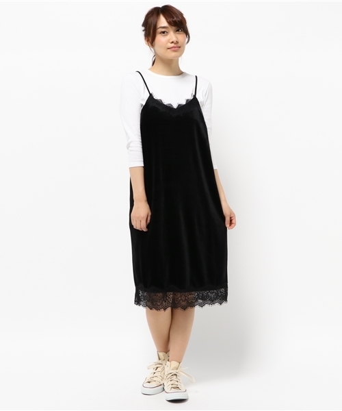Factor ファクターイコール の Factor ベロアレースキャミワンピ ワンピース Wear