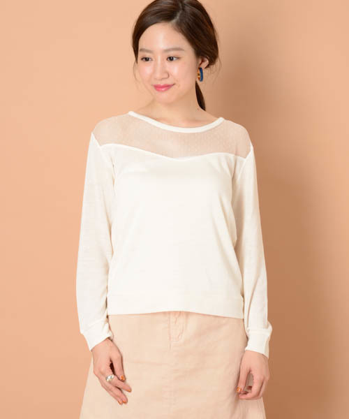 mystic（ミスティック）の「チュール切替プルオーバー（Tシャツ/カットソー・レディース・ネイビー/グレー/オフホワイト/キャメル/ブラック・ﾌﾘ-）」の19枚目の写真