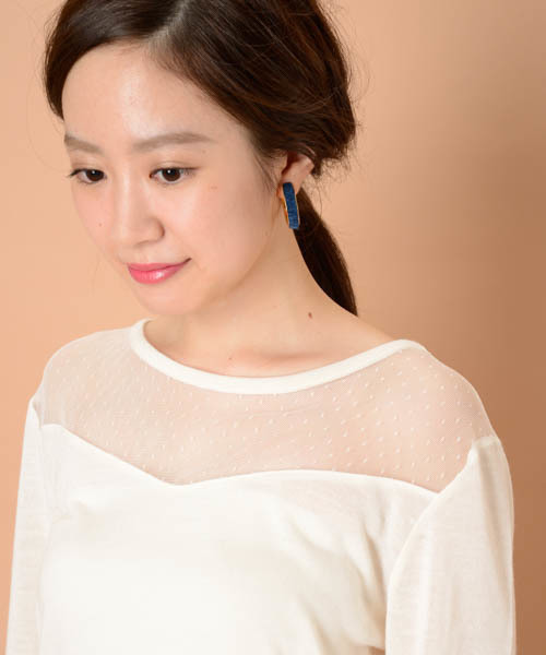 mystic（ミスティック）の「チュール切替プルオーバー（Tシャツ/カットソー・レディース・ネイビー/グレー/オフホワイト/キャメル/ブラック・ﾌﾘ-）」の22枚目の写真