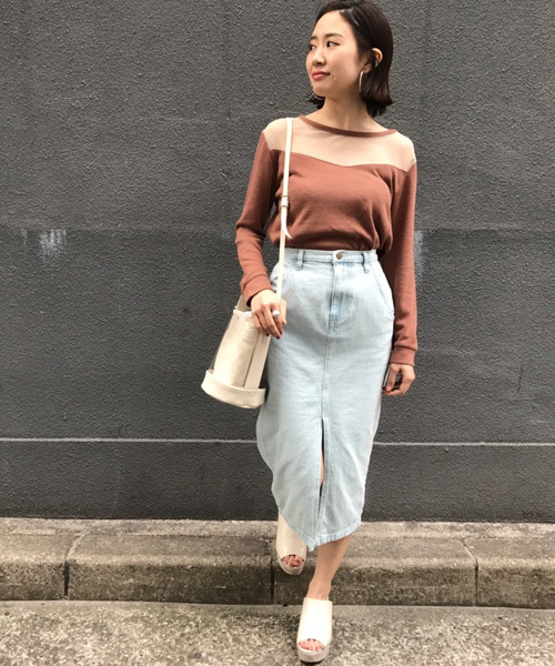 mystic（ミスティック）の「チュール切替プルオーバー（Tシャツ/カットソー・レディース・ネイビー/グレー/オフホワイト/キャメル/ブラック・ﾌﾘ-）」の9枚目の写真