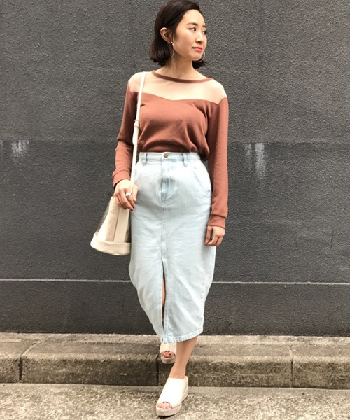 mystic（ミスティック）の「チュール切替プルオーバー（Tシャツ/カットソー・レディース・ネイビー/グレー/オフホワイト/キャメル/ブラック・ﾌﾘ-）」の10枚目の写真