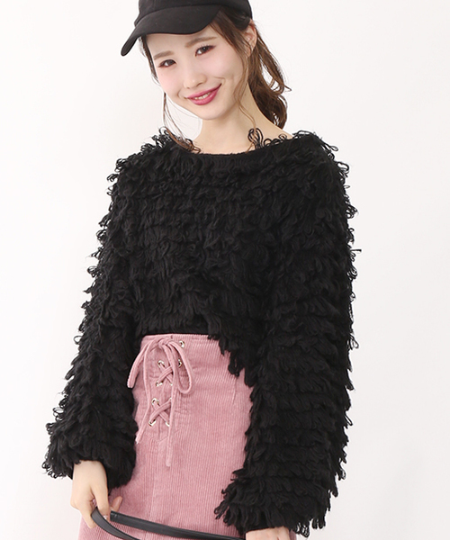 one after another NICE CLAUP（ワンアフターアナザーナイスクラップ）の「ループカシュクールニット（ニット/セーター・レディース・グレー/アイボリー/ブラック・FREE）」の3枚目の写真