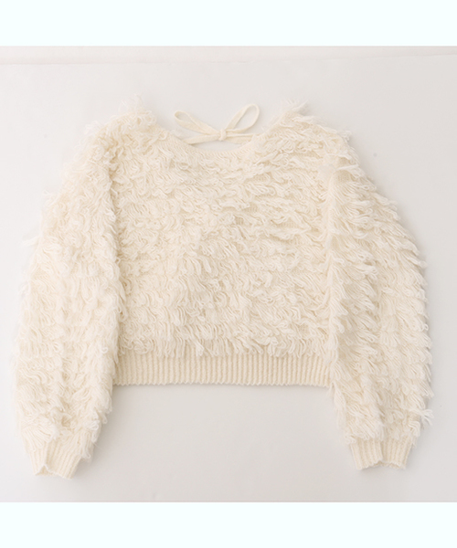 one after another NICE CLAUP（ワンアフターアナザーナイスクラップ）の「ループカシュクールニット（ニット/セーター・レディース・グレー/アイボリー/ブラック・FREE）」の6枚目の写真