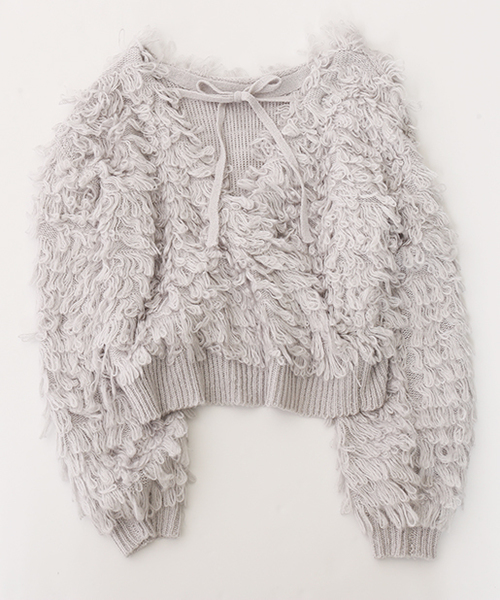 one after another NICE CLAUP（ワンアフターアナザーナイスクラップ）の「ループカシュクールニット（ニット/セーター・レディース・グレー/アイボリー/ブラック・FREE）」の8枚目の写真