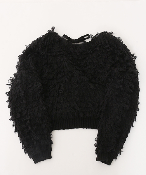 one after another NICE CLAUP（ワンアフターアナザーナイスクラップ）の「ループカシュクールニット（ニット/セーター・レディース・グレー/アイボリー/ブラック・FREE）」の9枚目の写真