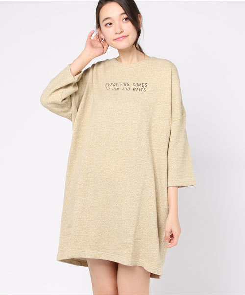 CUBE SUGAR（キューブシュガー）の「引き揃えガーゼ裏毛 ビッグワンピース（ワンピース・レディース・グレー/ナチュラル/ブラック/ベージュ・M）」の3枚目の写真