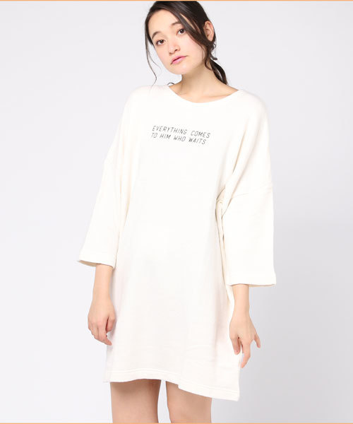 CUBE SUGAR（キューブシュガー）の「引き揃えガーゼ裏毛 ビッグワンピース（ワンピース・レディース・グレー/ナチュラル/ブラック/ベージュ・M）」の4枚目の写真