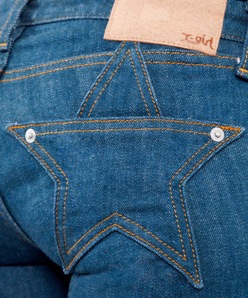 X-girl（エックスガール）の「STAR POCKET JEAN（デニムパンツ・レディース・ブラック/ブルー・24inch/25inch/26inch/27inch）」の7枚目の写真