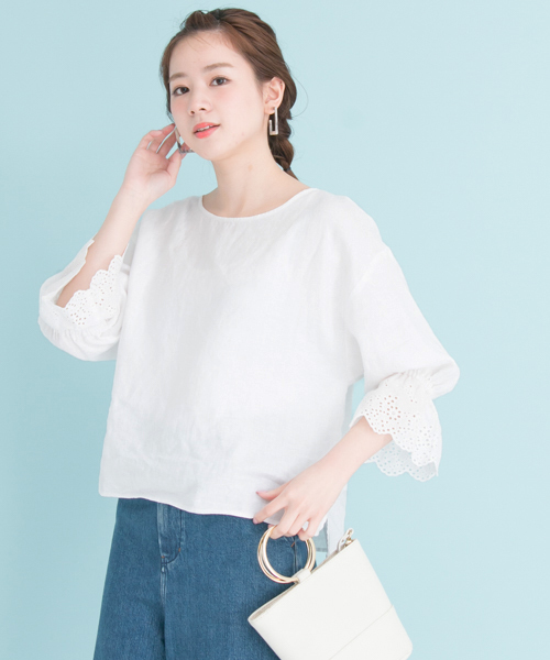 URBAN RESEARCH(アーバンリサーチ)の「UR リネンレーススリーブブラウス(シャツ/ブラウス・レディース・オフホワイト/パープル系その他/イエロー/オレンジ・FREE)」の19枚目の写真