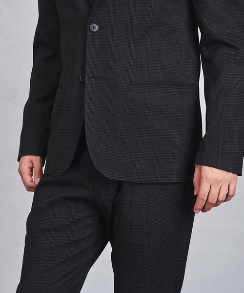 ユナイテッドアローズ　ジャケット　段返り　ウール　リネン　チェック　42 UNITED ARROWS - UNITED ARROWS 段返り3つボタン ウールリネン