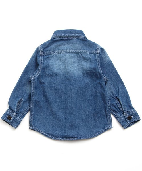 BREEZE(ブリーズ)の「2枚ポケットデニムシャツ(シャツ/ブラウス・キッズ・ブルー/ネイビー・80/90/95/100/110/120/130/140)」の3枚目の写真