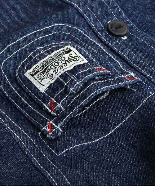 BREEZE(ブリーズ)の「2枚ポケットデニムシャツ(シャツ/ブラウス・キッズ・ブルー/ネイビー・80/90/95/100/110/120/130/140)」の5枚目の写真