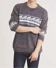 【Bl】【Bling Leads】8分袖ジャガードクルーニット