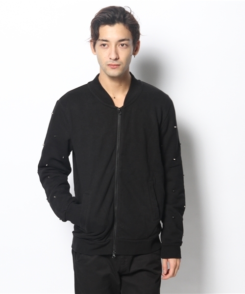 CUSTOM CULTURE（カスタムカルチャー）の「【REQUEST】　スタッズ　ジップアップスウェット（スウェット・メンズ・チャコールグレー/トップグレー/ブラック・3/2）」の2枚目の写真