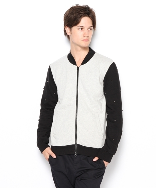 CUSTOM CULTURE（カスタムカルチャー）の「【REQUEST】　スタッズ　ジップアップスウェット（スウェット・メンズ・チャコールグレー/トップグレー/ブラック・3/2）」の3枚目の写真