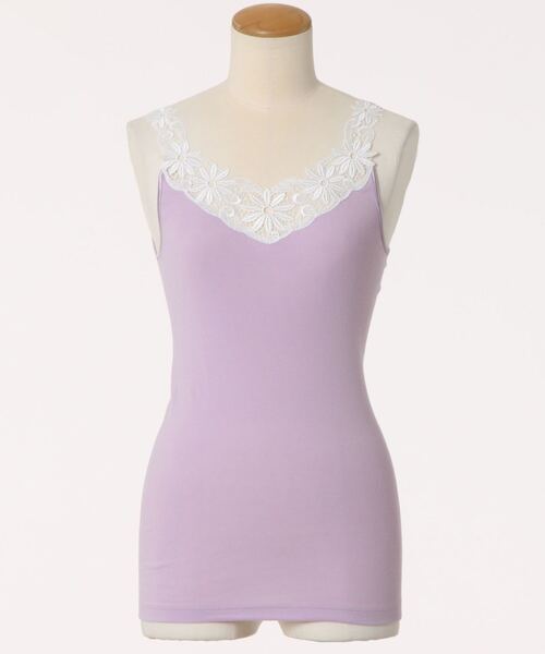 Tiara（ティアラ）の「Ott-Tricotフラワーレースタンクトップ（Tシャツ/カットソー・レディース・ブラック/ネイビー/ピンク/ラベンダー/グレー系その他/ホワイト×ネイビー/アクア/ホワイト/ホワイト×ブルー・FREE）」の8枚目の写真