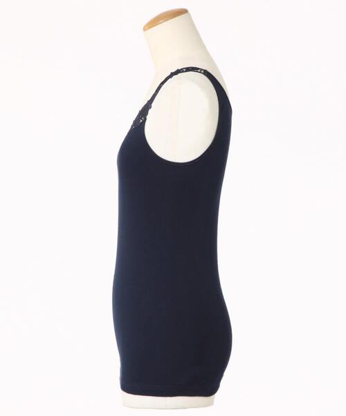 Tiara（ティアラ）の「Ott-Tricotフラワーレースタンクトップ（Tシャツ/カットソー・レディース・ブラック/ネイビー/ピンク/ラベンダー/グレー系その他/ホワイト×ネイビー/アクア/ホワイト/ホワイト×ブルー・FREE）」の15枚目の写真