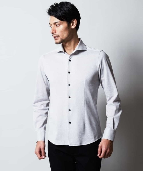 MICHEL KLEIN HOMME   （ミッシェルクランオム）の「シャツ（ハーリキンチェックラッセル）（シャツ/ブラウス・メンズ・ホワイト/ライトブルー・51/48/46）」の2枚目の写真