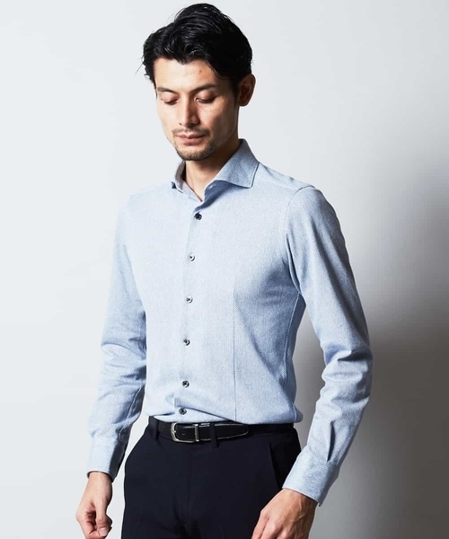 MICHEL KLEIN HOMME   （ミッシェルクランオム）の「シャツ（ハーリキンチェックラッセル）（シャツ/ブラウス・メンズ・ホワイト/ライトブルー・51/48/46）」の7枚目の写真