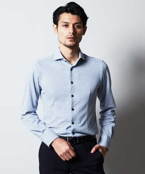 MICHEL KLEIN HOMME   （ミッシェルクランオム）の「シャツ（ハーリキンチェックラッセル）（シャツ/ブラウス・メンズ・ホワイト/ライトブルー・51/48/46）」の3枚目の写真