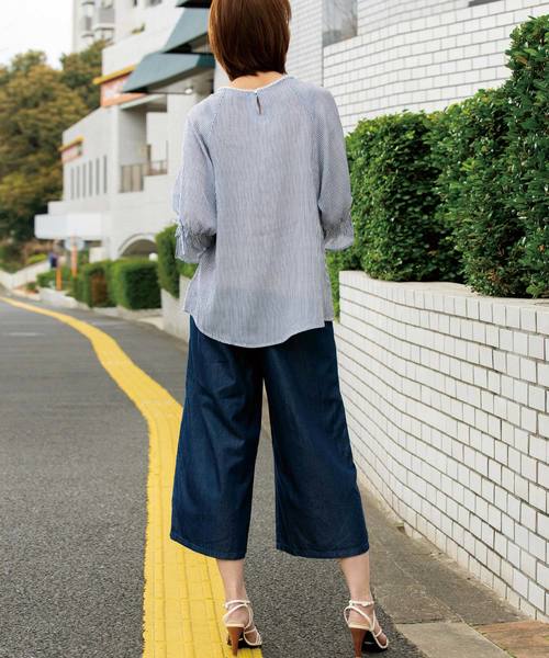 BELLUNA PLUS(ベルーナ)の「スラブ素材レース使いブラウス(シャツ/ブラウス・レディース・ホワイト系その他/ストライプ/レンガ・MEDIUM/LARGE/X-LARGE)」の12枚目の写真