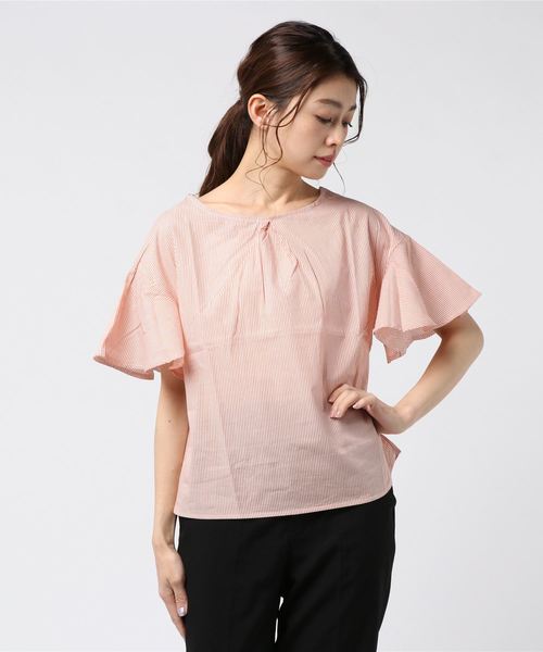 IGNIO(イグニオ)の「2WAYトップス(シャツ/ブラウス・レディース・ホワイト×ブルー/オフホワイト/ホワイト×ネイビー・M/XL/L)」の1枚目の写真