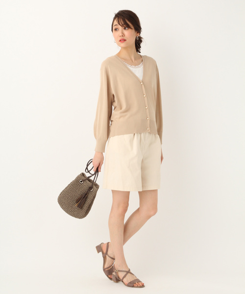 GLOBAL WORK（グローバルワーク）の「パールボタンカーディガン【UVケア】/832399（カーディガン/ボレロ・レディース・ブラック/ベージュ・MEDIUM/LARGE）」の12枚目の写真