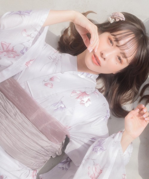 Dita（ディータ）の「ゆかた姿を引き立てる。ふんわりオーガンジーへこ帯 選べる5色【K】（和装小物・レディース・その他1/その他2/その他3/ブラック/ホワイト/ライトブルー/レモンイエロー/ピンクベージュ/ベージュ/エンジ/アッシュグレー/アッシュブラウン/スモークピンク/ライトベージュ/ライラック/サンドベージュ/オレンジ系その他/ネイビー・FREE）」の20枚目の写真