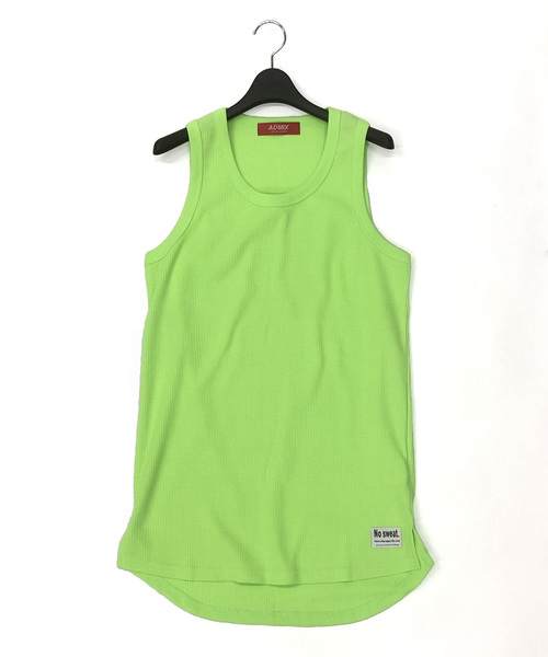 A.S.M(エーエスエム)の「【No Sweat.(ノースウェット.)×ADMIX_Japanコラボ】TCワッフル/ロング丈 タンクトップ(蛍光カラー)(タンクトップ・メンズ・クリアグリーン/クリアイエロー/オレンジ/ホワイト/ブラック/グレー・48/50)」の4枚目の写真