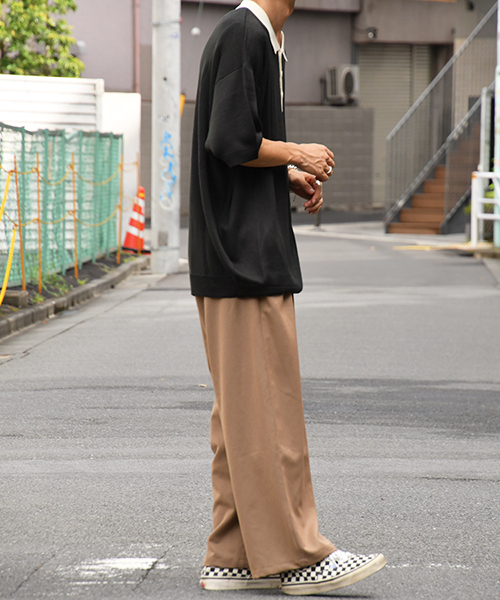 kutir（クティール）の「襟配色ニットポロ（ニット/セーター・メンズ・ブラック/ベージュ・MEDIUM/LARGE）」の4枚目の写真