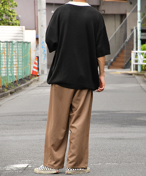 kutir（クティール）の「襟配色ニットポロ（ニット/セーター・メンズ・ブラック/ベージュ・MEDIUM/LARGE）」の5枚目の写真