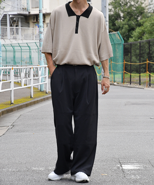 kutir（クティール）の「襟配色ニットポロ（ニット/セーター・メンズ・ブラック/ベージュ・MEDIUM/LARGE）」の10枚目の写真