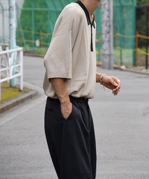 kutir（クティール）の「襟配色ニットポロ（ニット/セーター・メンズ・ブラック/ベージュ・MEDIUM/LARGE）」の14枚目の写真