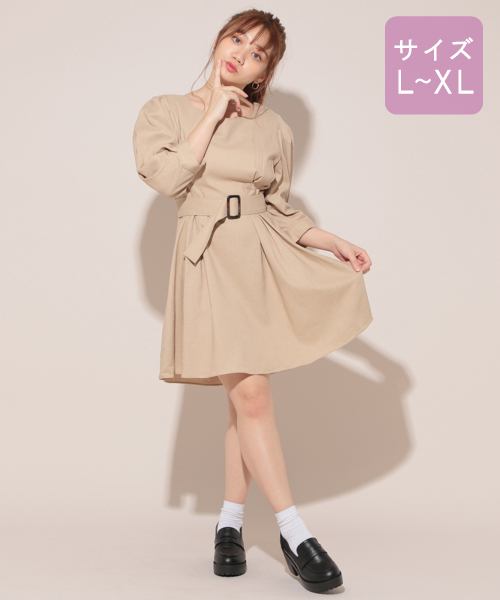 apres jour（アプレジュール）の「【大きいサイズ】リネンミックスクロスタックワンピース【ZOZOTOWN限定アイテム】（ワンピース・レディース・ベージュ/アイボリー/モカ・X-LARGE）」の3枚目の写真