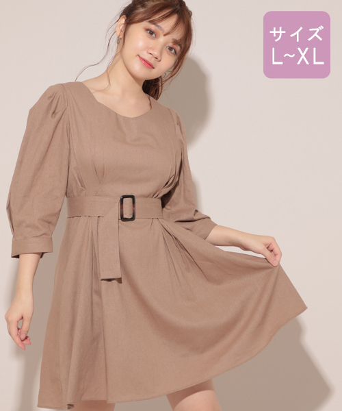 apres jour（アプレジュール）の「【大きいサイズ】リネンミックスクロスタックワンピース【ZOZOTOWN限定アイテム】（ワンピース・レディース・ベージュ/アイボリー/モカ・X-LARGE）」の2枚目の写真