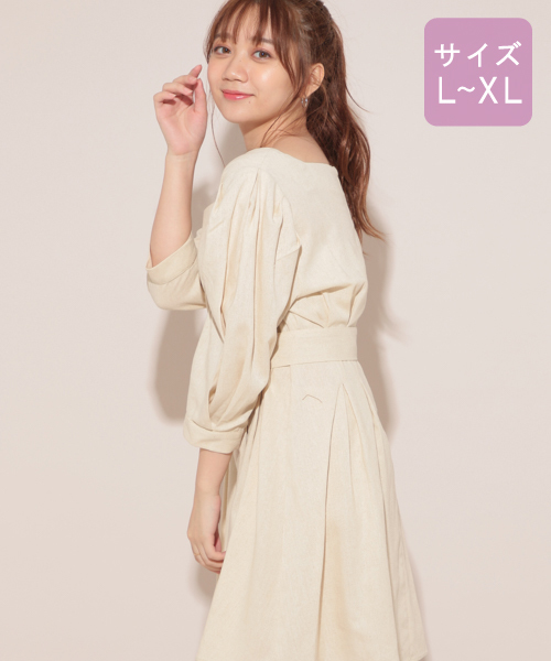 apres jour（アプレジュール）の「【大きいサイズ】リネンミックスクロスタックワンピース【ZOZOTOWN限定アイテム】（ワンピース・レディース・ベージュ/アイボリー/モカ・X-LARGE）」の10枚目の写真