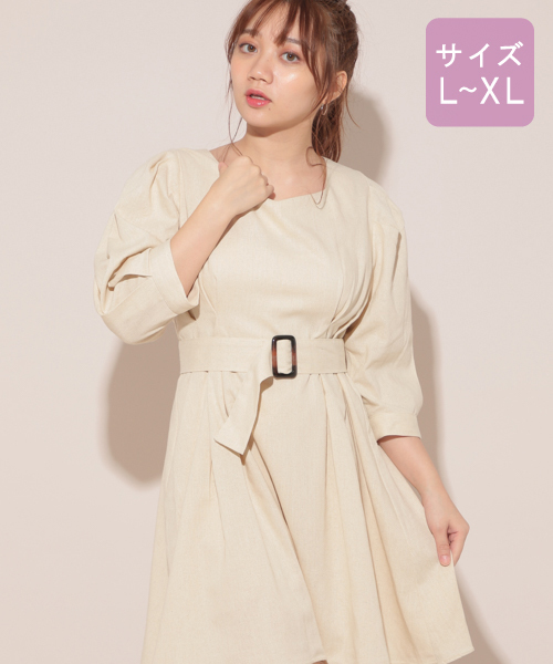 apres jour（アプレジュール）の「【大きいサイズ】リネンミックスクロスタックワンピース【ZOZOTOWN限定アイテム】（ワンピース・レディース・ベージュ/アイボリー/モカ・X-LARGE）」の4枚目の写真