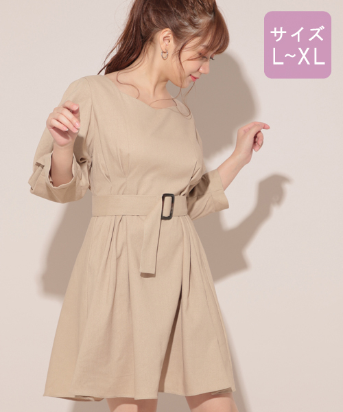 apres jour（アプレジュール）の「【大きいサイズ】リネンミックスクロスタックワンピース【ZOZOTOWN限定アイテム】（ワンピース・レディース・ベージュ/アイボリー/モカ・X-LARGE）」の5枚目の写真
