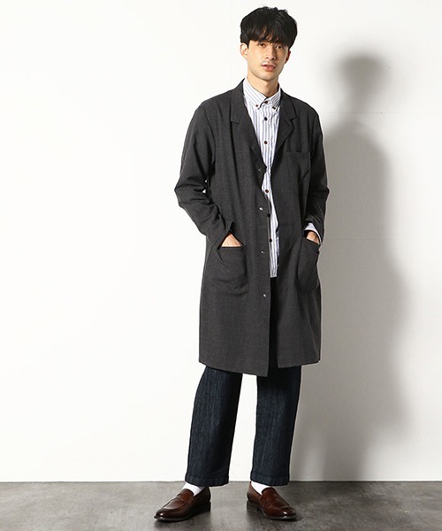 セール ポリエステルグレンチェック ショップコート ステンカラーコート Comme Ca Commune コムサコミューン のファッション通販 Zozotown