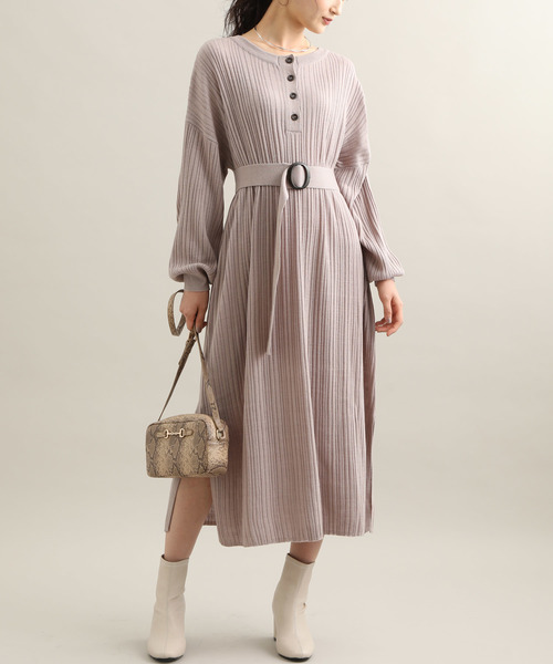 前後2way ワンピース セール ベルト付きニットワンピース ワンピース Vis ビス のファッション