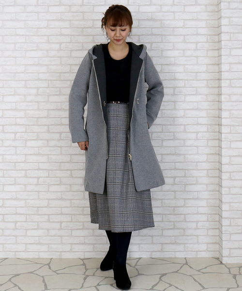 n'ee-ne（ネーネ）の「グレンチェックナロースカート ベルト付き（スカート・レディース・ブラウン/ブラック・FREE）」の5枚目の写真