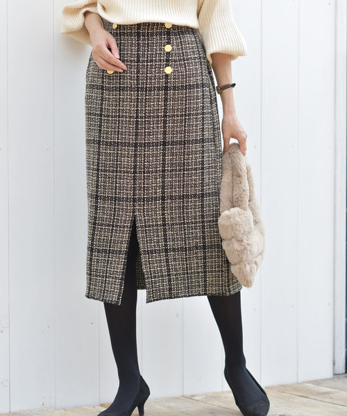 rps（アールピーエス）の「ツイードナロースカート（スカート・レディース・ベージュ/オフホワイト・M）」の11枚目の写真