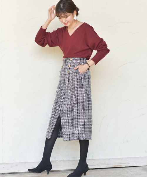 rps（アールピーエス）の「ツイードナロースカート（スカート・レディース・ベージュ/オフホワイト・M）」の3枚目の写真